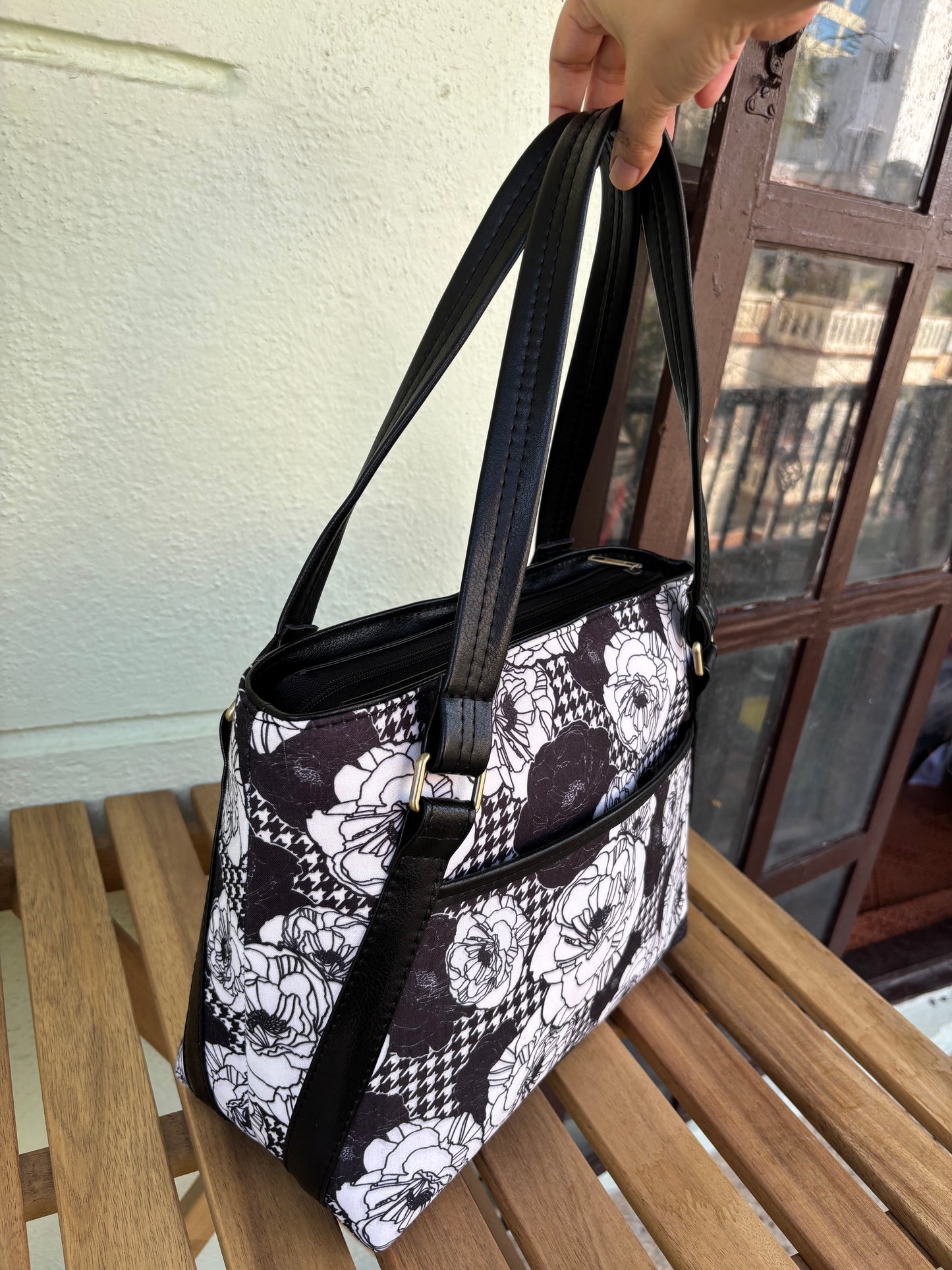Monochrome Bloom Tote