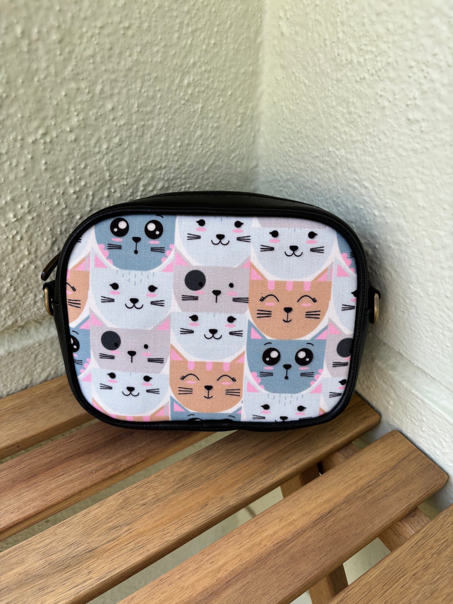 Pastel Cat Print Sling Bag