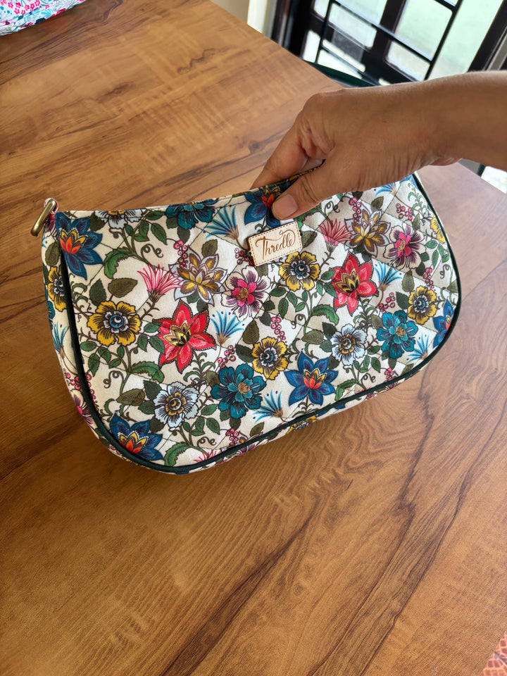 Cream Garden Baguette Bag
