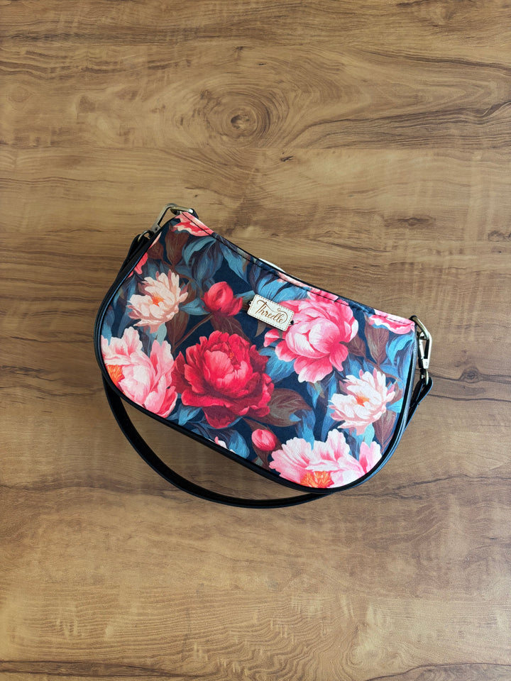 Twilight Peony Baguette Bag